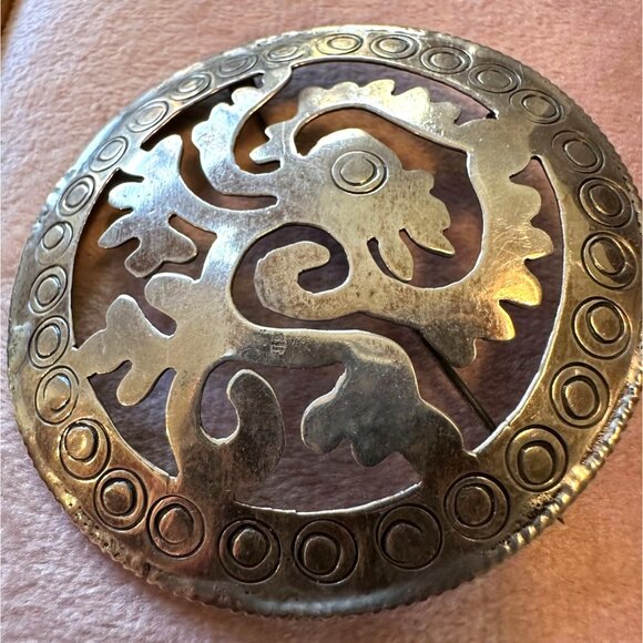 Vintage Taxco Mexico Sterling Silver Brooch/Pendant With Ornate Cutout Design - Picture 9 of 15